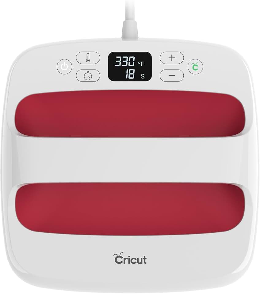 Cricut EasyPress 2 (22,5 x 22,5cm) 220V, Framboesa. Ideal para estampar camisetas, ecobags, travesseiros, aventais e muito mais, controle preciso de temperatura, com base de segurança isolada