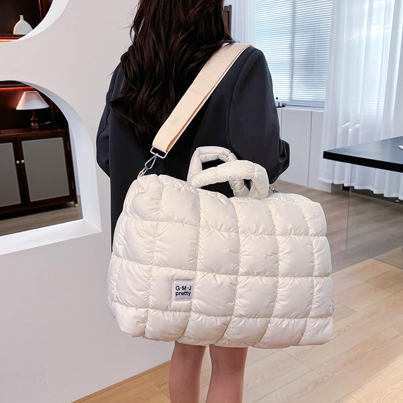 Quilted Puffer Shoulder Bag for Women – Lightweight Puffy Crossbody Tote Purse with Zipper, Handbag for Travel, Daily Use & C4
