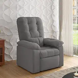 Poltrona Reclinável Do Papai Aconchegante Suede Veludo Cinza