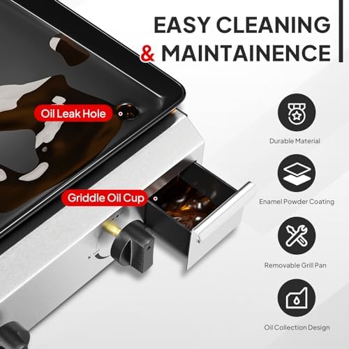 Miniatura 4 de ROVSUN Horno de gas y pizza para exteriores, de 12000 BTU, portátil de acero inoxidable con piedra de pizza de 12 pulgadas, encendido automático y