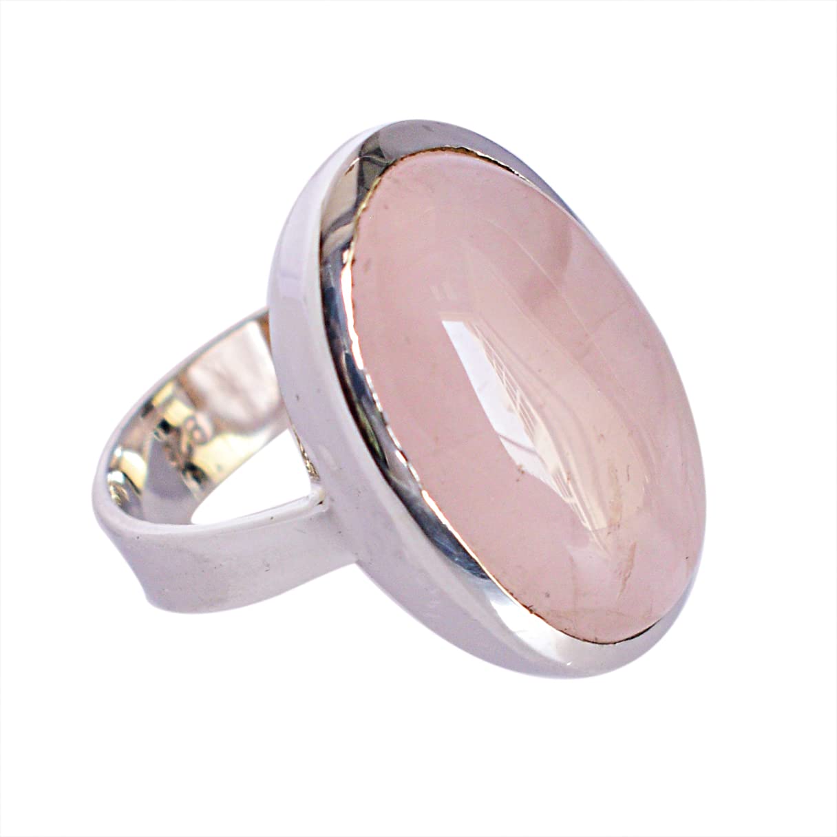 Anillo de plata de ley 0.925 con auténtico cuarzo rosa ovalado de alta joyería 6