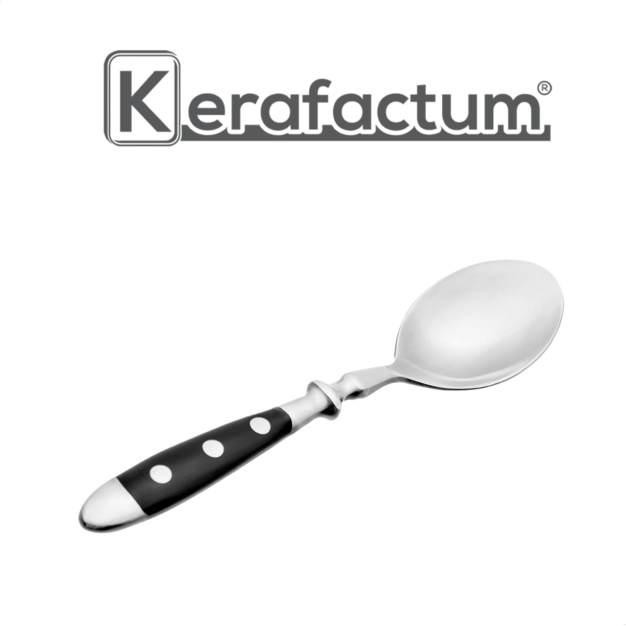 Kerafactum 6 łyżeczek łyżka do ciasta deser nitowane łyżki sztućce z czarnymi uchwytami w stylu wiejskim