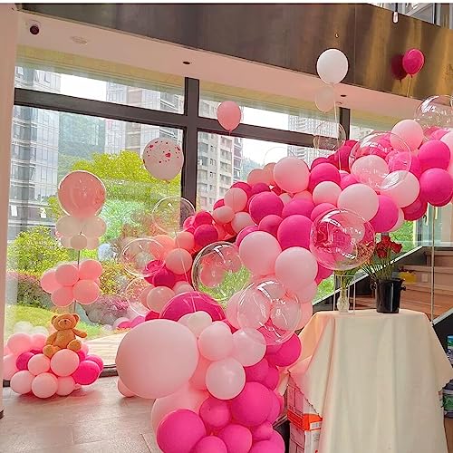 Image of 412pcs Hot Pink Balloon Garland Arch Kit 18 12 10 5 Inch Different Sizes Matte Latex Balloons for Valentine's Day Baby Shower Birthday Wedding Princess Theme Party Decoration