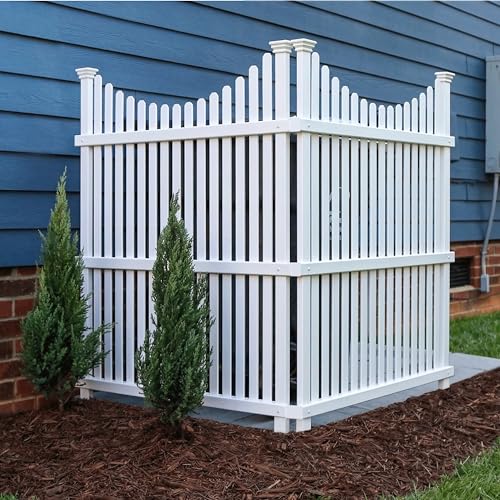 45in H x 36in W (2 Panels) No Dig Enclo Huntersville White Vinyl Privacy Screen Outdoor Privacy Panels Trash Can Enclosure Air Conditioner Fence Pool Equipment Enclosure ZP19036