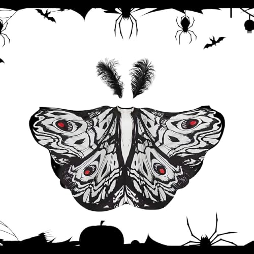 Cape papillon adulte en polyester avec coiffe pour carnaval