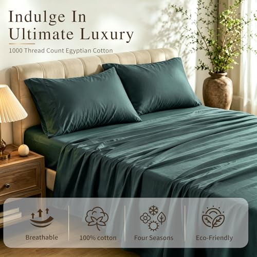 Image of MEISHANG 1000TC Egyptian Cotton Sheets Queen, 16 inch Deep Pocket | 1000TC Egyptian Cotton Sheets, Sateen Weave, Ultra Soft & Breathable, OEKO-TEX Certified