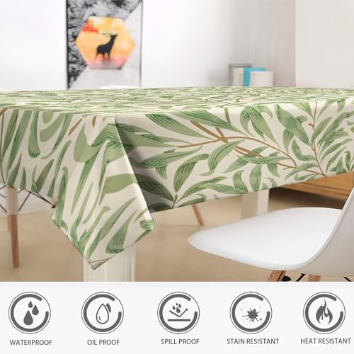 Nappe anti tache rectangulaire en polyester feuilles vertes pour table - 6