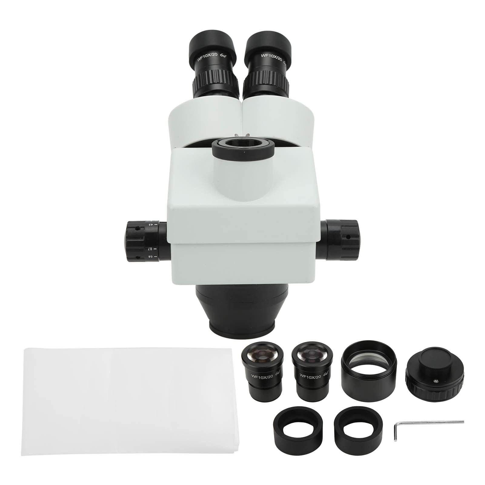 Garosa Cabezal de Microscopio Estéreo con Zoom Cabezal de Microscopio Trinocular de Vidrio Metálico de 3,5X a 45X con WF10X 20 Oculares Inclinación de 45 Grados Rotación de 360 ​​para Uso en