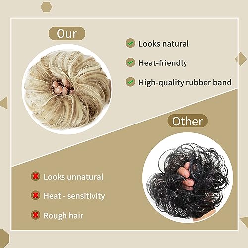 BELEVO Messy Bun Hair Piece, Curly Wavy Synthetic Updo Ponytail Scrunchies for Women Girls - Image 4