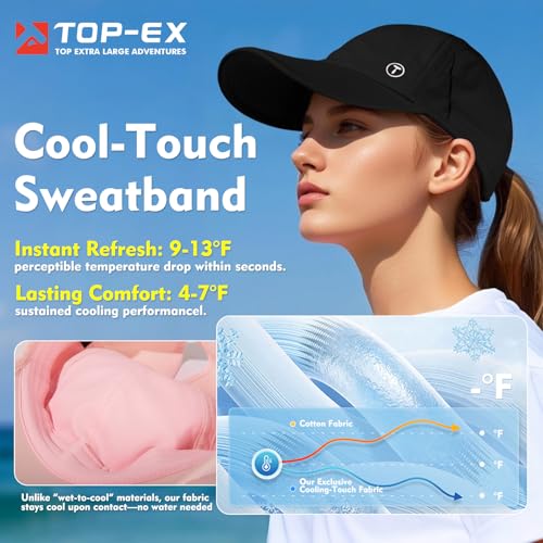 Image of TOP-EX ChicPony UPF 50+ Cooling High Ponytail Baseball Cap for Women | Cool-touch wicking band, hidden 4 in slot fits high /low ponytails; 2.3 oz, packable, airy, quick-dry, adjustable for sports