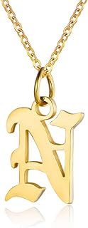 Letter Necklaces for Women Personalized Necklaces 18K Gold Plated Initial Pendant Old English Name Necklaces A-Z Bridesmaid Gift for Girls