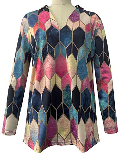 2023 Autumn Winter New Women's Tunics V-Neck Long Sleeved Blouses Casual T-Shirts (Red, Xl)… #TOP2