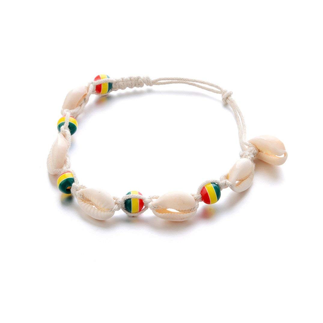 Tobillera Unisex, Tobillera De Concha, Pulsera De Tobillo, Accesorios Tejidos con Cuentas, Joyería para El Pie Ajustable para Mujeres Y Niñas, Rentable Y,
