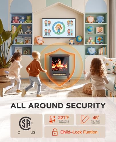 Image of Silonn 18 inch Electric Fireplace Heater - Fast Heating, Quiet Operation, Adjustable Temperature, CSA Certified, Overheat Protection, Portable Electric Fire Place for Living Room & Bedroom, Black