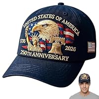 250 Anniversary USA Hat, Adjustable 250 Year American Anniversary Hat