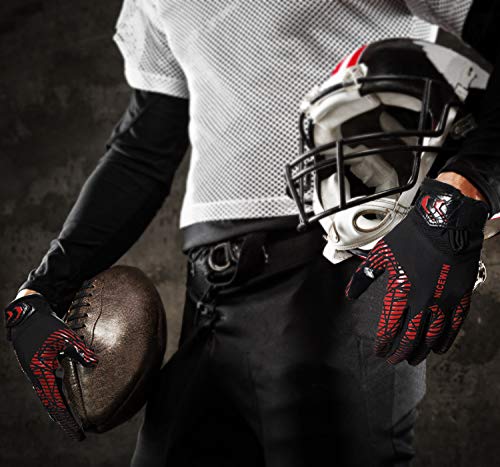 Nicewin Football Gloves Adult Football Receiver Gloves For Men And Women Red1-Small-Adult #TOP5