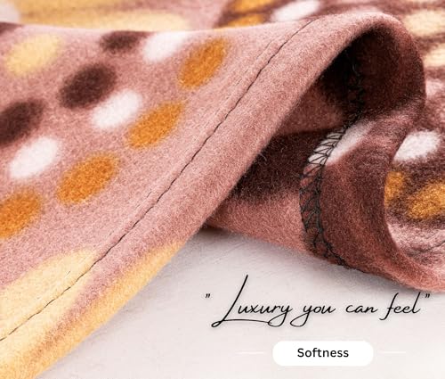 Image of VAS COLLECTIONS 300 TC All Season Solid /Plain /Printed Lightweight Polar Fleece Double Bed Blanket (230 x 230 cm, Brown, Pink & Yellow)