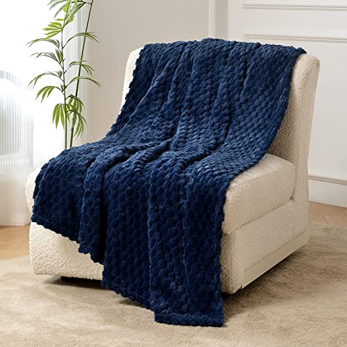 FY FIBER HOUSE Fleece Kuscheldecken, extra weiche Flauschige Decken, leichte, gemütliche Mikrofaser Sofadecke/Wolldecke für Büro, Sessel und Camping, 150x200cm, Marineblau