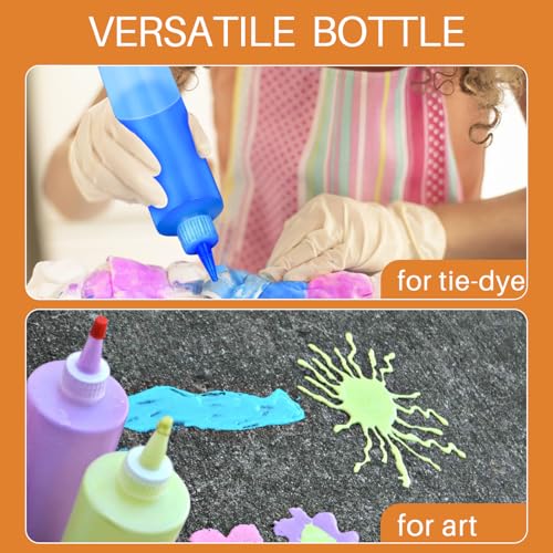 Squeeze Bottles, 16oz Plastic Condiment Squeeze Bottles with Labels & Funnels & Brusher for Liquids Sauces Ketchup Oil, 6 Pack