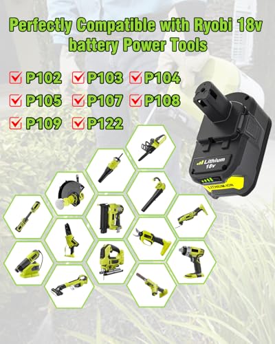 Image of 2Pack Upgrade 8.0Ah High Capacity Replacement for Ryobi 18V Battery P108