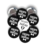 Kit Despedida De Soltero Amigos Del novio -15 chapas con alfiler de color negro y blanco (1 insignia de novio (59 mm) + 14 insignias de equipo del novio (59 mm)