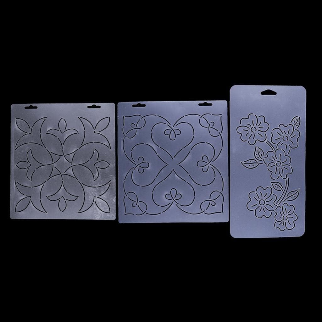 3pcs Plastic Quilting Stencil Template for Sewing Stitch, DIY Quilting Embroidery Patchwork Stencil Set, Sewing Craft Tool for Quilters and Embroidery Enthusiasts, 6WGFKXBKK6SJ10N68