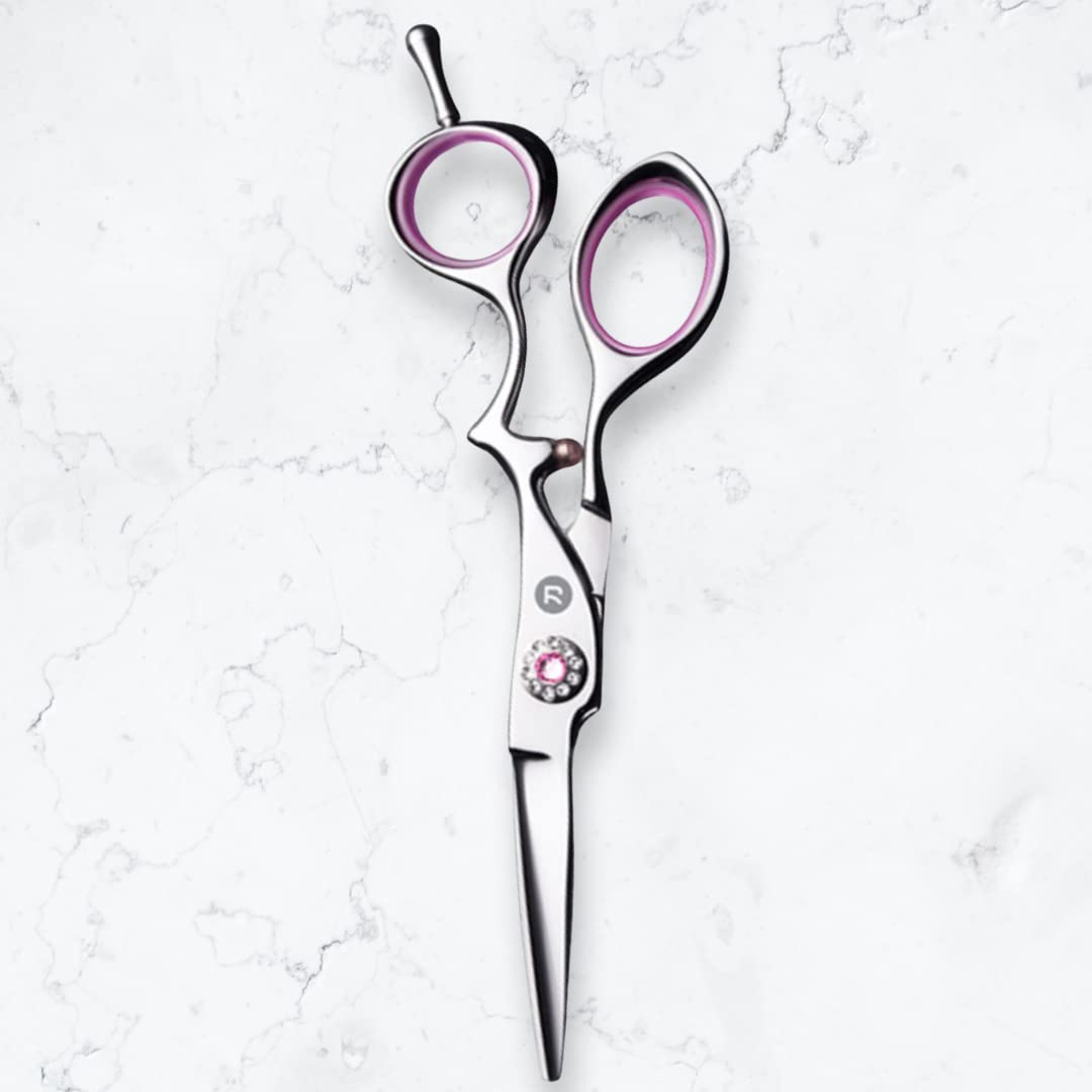 5.5" Jewel and Pink Hair Shears - Saki Tomika Professional Hair Shear - Ergonomic, Comfortable, and Stylish Design for Hairdressers and Salons