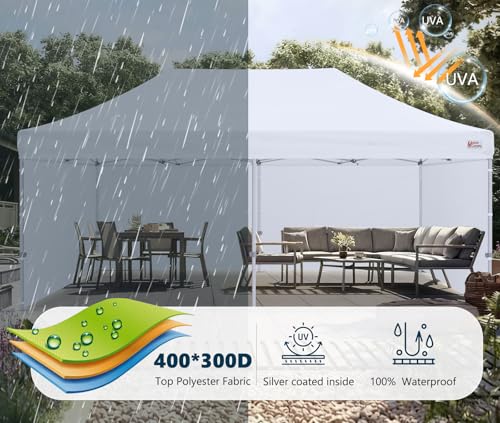 Image of MASTERCANOPY 10x20 Premium Heavy Duty Pop Up Commercial Instant Canopy with Sidewalls(10x20 White)
