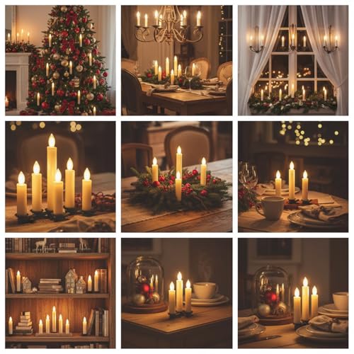 Image of Flameless LED Taper Candles with Clips, 4 inch Battery Operated Window Candles with Remote Timer Mini LED Chandelier Candlesticks for Home Decor Wedding Church Party & Tree Lighting,10 Pack,Timer