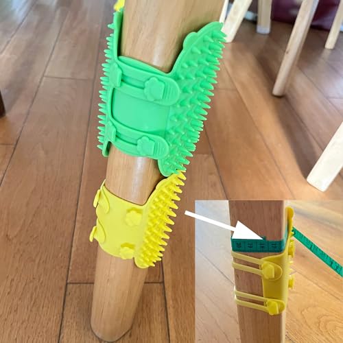 Image of 4 Pcs Cat Self Groomer Brush - Adjustable Silicone Pet Grooming & Massage Tool Face Itch Relief Scratching Hair Scrubber Table Leg Dual Strap Design for Cats & Dogs (Green /Yellow)
