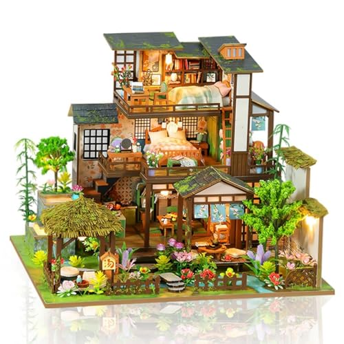 Cuteefun Maquette Maison Miniature pour Adulte à Construire, Mini Maison de Poupée avec LED, Artisanat en Bois et Adolescents à Construire, Anniversaire,...