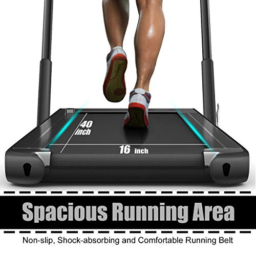 Image of GYMAX Walking Pad, 2 in 1 Free Installation Under Desk Treadmill with Smart App, Remote Control & LED Display, 2.25HP Foldable Portable Compact Running Machine for Small Spaces Home Office