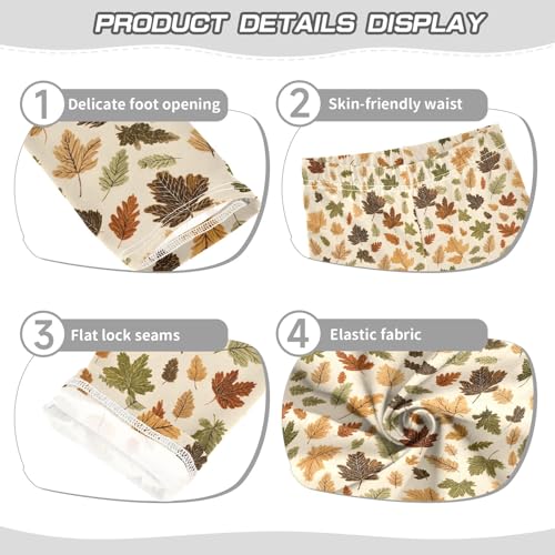 Girls' Athletic Leggings Ankle Length Yoga Dance Pants Kids Teen 4T Retro Maple Leaf3