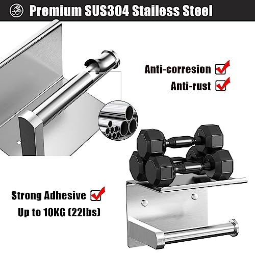 Tindbea Toilet Paper Holder With Phone Shelf, Adhesive Or Screw Wall Mount Toilet Tissue Roll Holder, Rustproof & Multifunctional Stainless Steel Bathroom Storage Dispenser (Brushed Nickel) #TOP2