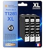 Normes CE ISO 9001 ISO 14001 Pack 3 Cartouche Encre 1281 T1281XL T1281 XL C13T12814012 Compatible pour Epson 305F 305FW 305FW 22 125 130 230 235W 420W 425W 430W 435W 438W 440W 445W Noir Haute capacité avec Puce 300 Pages