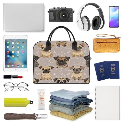 Bolso messenger ajustable grande con patrón de chihuahua y pug miniatura 5