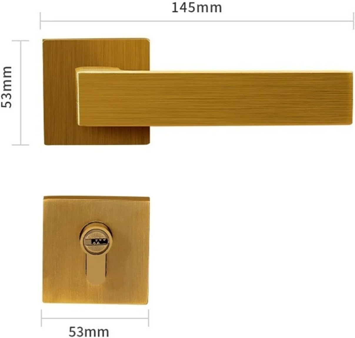 Modern Minimalist Home Door Silent Lock, Indoor Bedroom Bathroom Wooden Split Handle(Yellow Bronze)