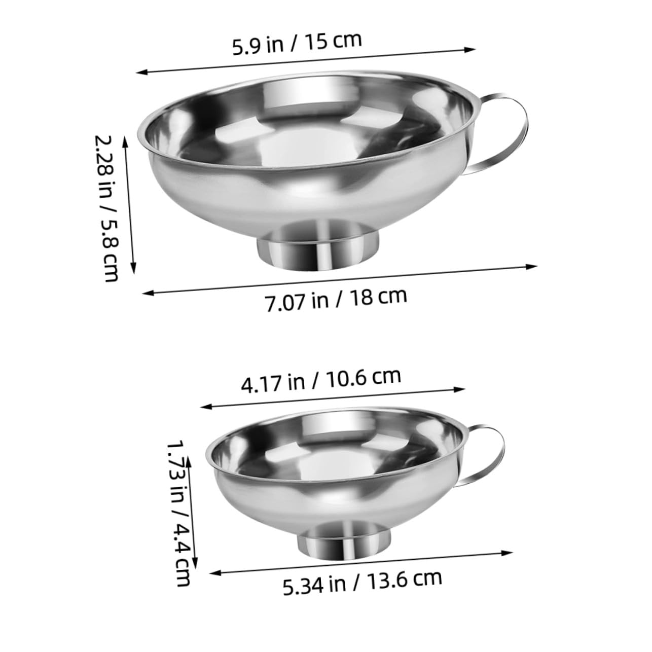 Embudo de Cocina de Boca Ancha 4 Piezas de Acero Inoxidable | Plata, Control Preciso del Flujo y Limpieza Sencilla, Uso Doméstico Diario y Cocina Profesional
