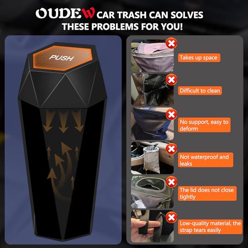 Image of Car Trash Can with Lid - 2-Pack, Interior Accessories for Vehicles, Leakproof Garbage Can with 30 Detachable Trash Bags, Multipurpose Organizers and Storage Solutions for Home and Office