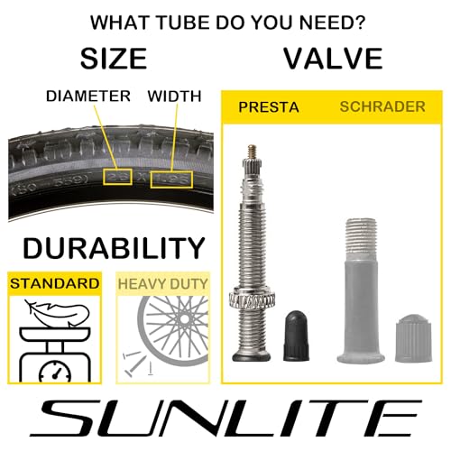 Sunlite Presta Valve Bicycle Tubes, 700 x 28-35 / 32mm Valve