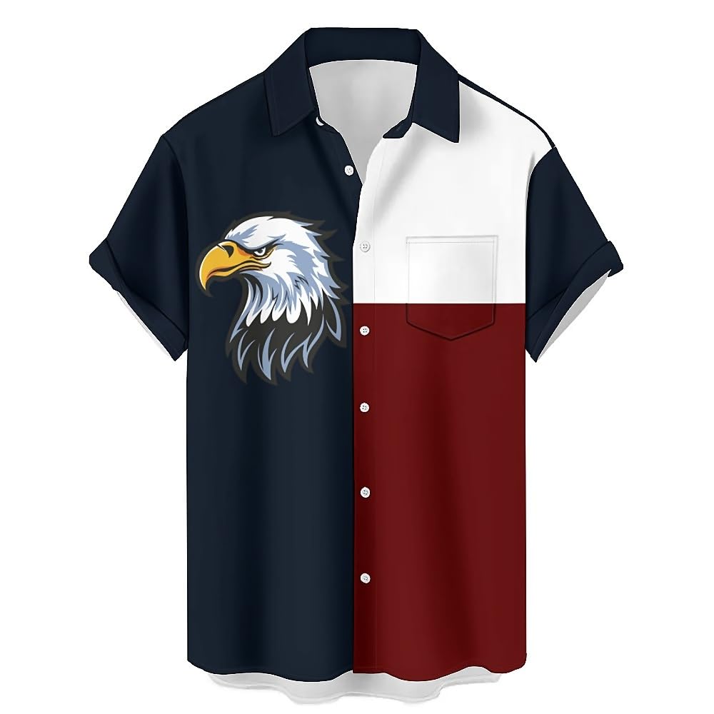 Neutral Mens Regular Fit Shirts Eagle Beach Short-Sleeved Button-Up Retro Casual Hawaiian Shirt