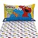 NoJo Sesame Street Come and Play Blue, Green, Red and Yellow, Elmo, Big Bird, Cookie Monster, Grover and Oscar The Grouch 2 Piece Toddler Sheet Set - Fitted Bottom Sheet and Reversible Pillowcase