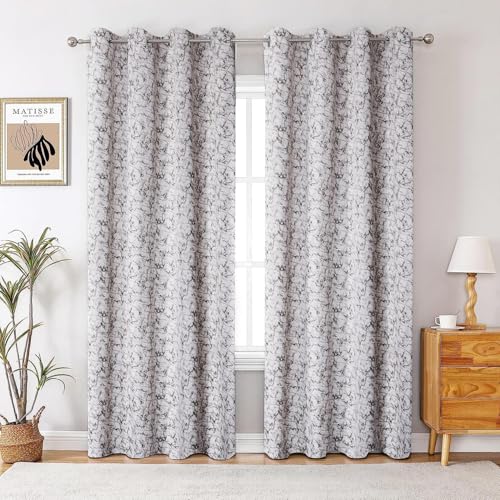 Image of Homestan Abstract Design Velvet Door Curtains 7 Feet Long Set of 2 with Stainless Steel Grommets for Home Decor (7 X 4.5 Feet, White)
