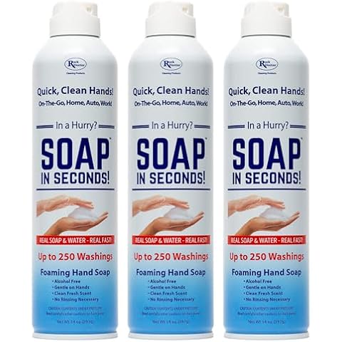 Rock Doctor Foaming Hand Soap In Seconds, 3 Pack, Spray Bottle Dispenser, Fresh Scent, No Rinse Alcohol Free Sanitizer, Gentle on Soft Skin, Home, Work, and School Cover