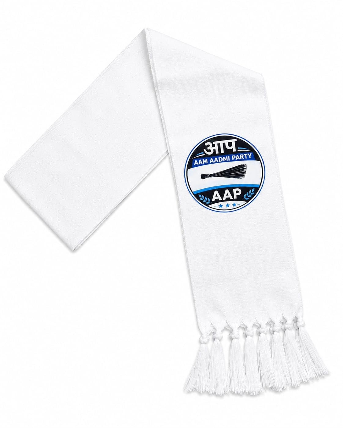 AAP - Aam Aadmi Party Symbol White Muffler Scarf || AAP - Sada Punjab || AAP || Vote Support your Political Party || Political VIP Patka-image-38