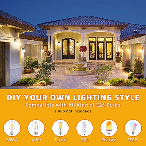 2-Pack Dusk To Dawn Sensor Outdoor Wall Lanterns Wall Lights, Exterior Photocell Porch Light Fixture Wall Mount Lamp, Waterproof Anti-Rust Outside Black Wall Sconce For House Garage, Seeded Glass #TOP2