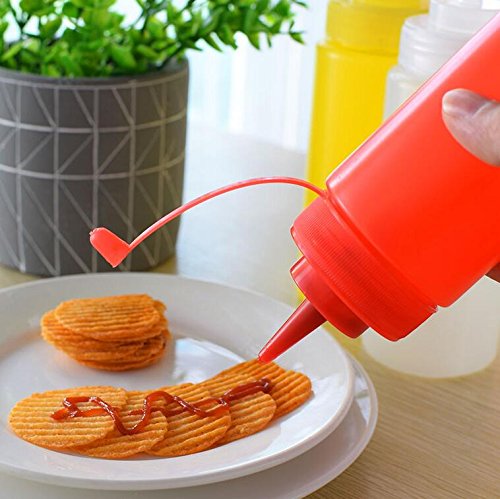 Miniatura 6 de 3 botellas vacías recargables de 12 onzas líquidas de condimentos para salsa exprimible de grado alimenticio, recipiente de almacenamiento de