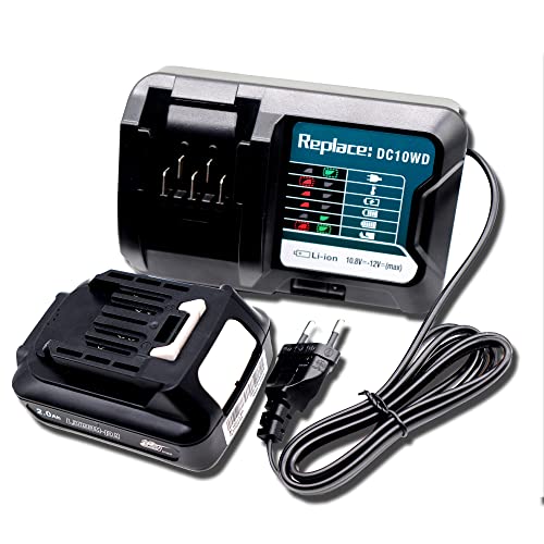 FengWings BL1021B BL1016 2,0 Ah - Remplacement pour batterie Makita 12 V - Avec chargeur DC10WD/DC10SB, remplacement pour CP100DZ DF031D DF333D BL1041B