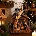 Valery Madelyn Christmas Nativity Figurines with LED Lights, Red Gold Holy Family Nativity Scenes Set Resin Manger for Xmas Indoor Home Table Fireplace Holiday Decorations, 10.6 Inch Tall