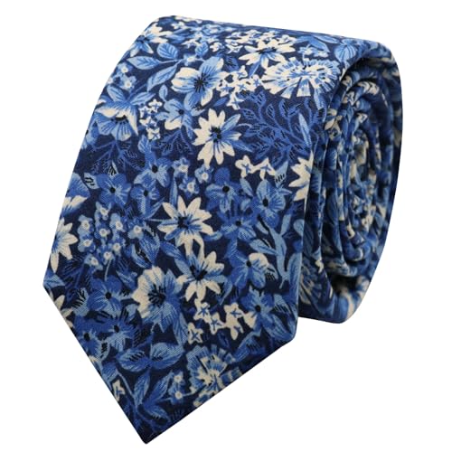 Image of Floral Ties Skinny Tie for Men, Cotton Mens Neckties for Weddings | 2.56'', floral, slim, soft and comfortable, men's neckties for casual, business, party, daily, dating